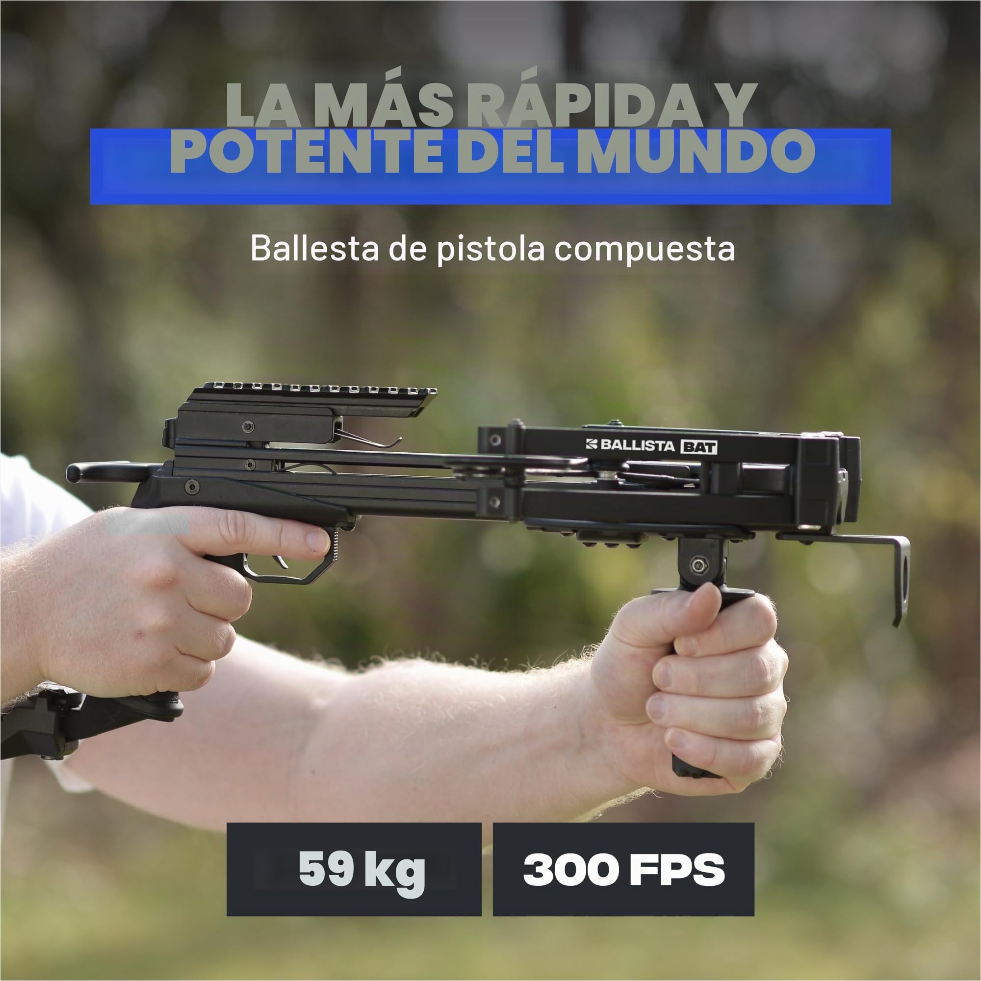 BALLISTA BAT Compound Mini Ballesta - Ballesta pequeña para caza, pesca y objetivo - 300 FPS, 130 libras, 2.5 libras