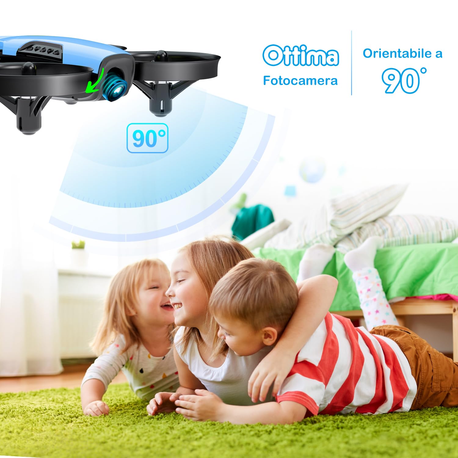 Loolinn | Drone Giocattolo con Telecamera, Regalo per Bambini(DA 8 anni in su) - Mini Quadricottero Radiocomandato, Sicuro Da Far Volare, Due Batterie, Certificazione Approvata C0 (Idee Regalo)