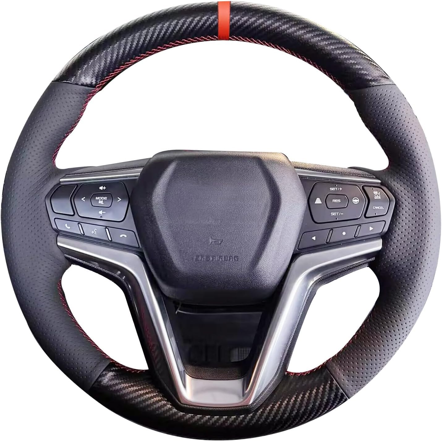 Custom OEM Black Genuine Leather Steering Wheel Cover for Isuzu D-MAX 2021 2022 2023 2024 2025 2026/ Isuzu MU-X 2021-2026 Car Hand Stitched Interior Accessories