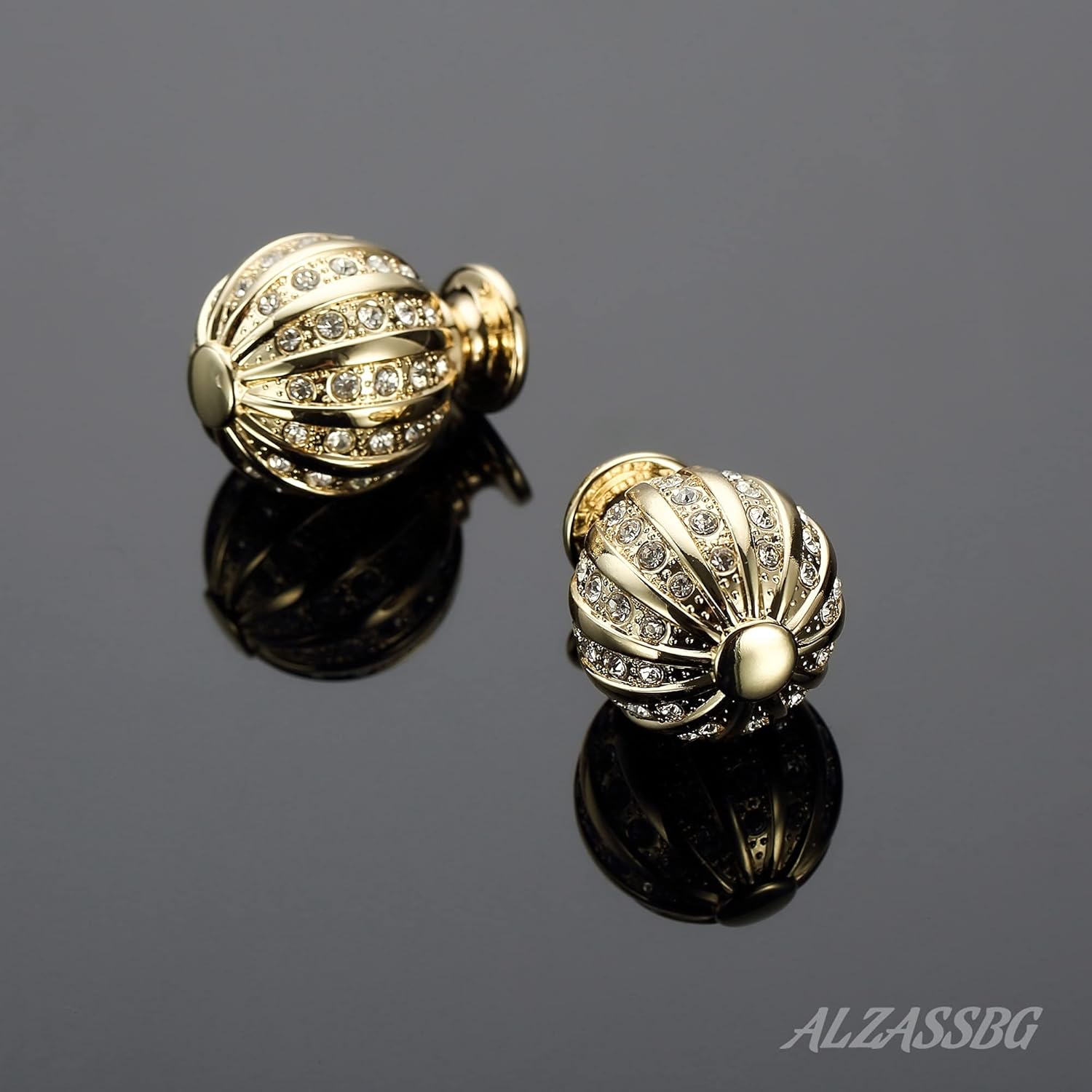 Alzassbg 5 Pack Gold Cabinet Knobs, 1 Inch(27mm) Diameter Round Crystal Knobs for Cabinets and Drawers AL1078GP