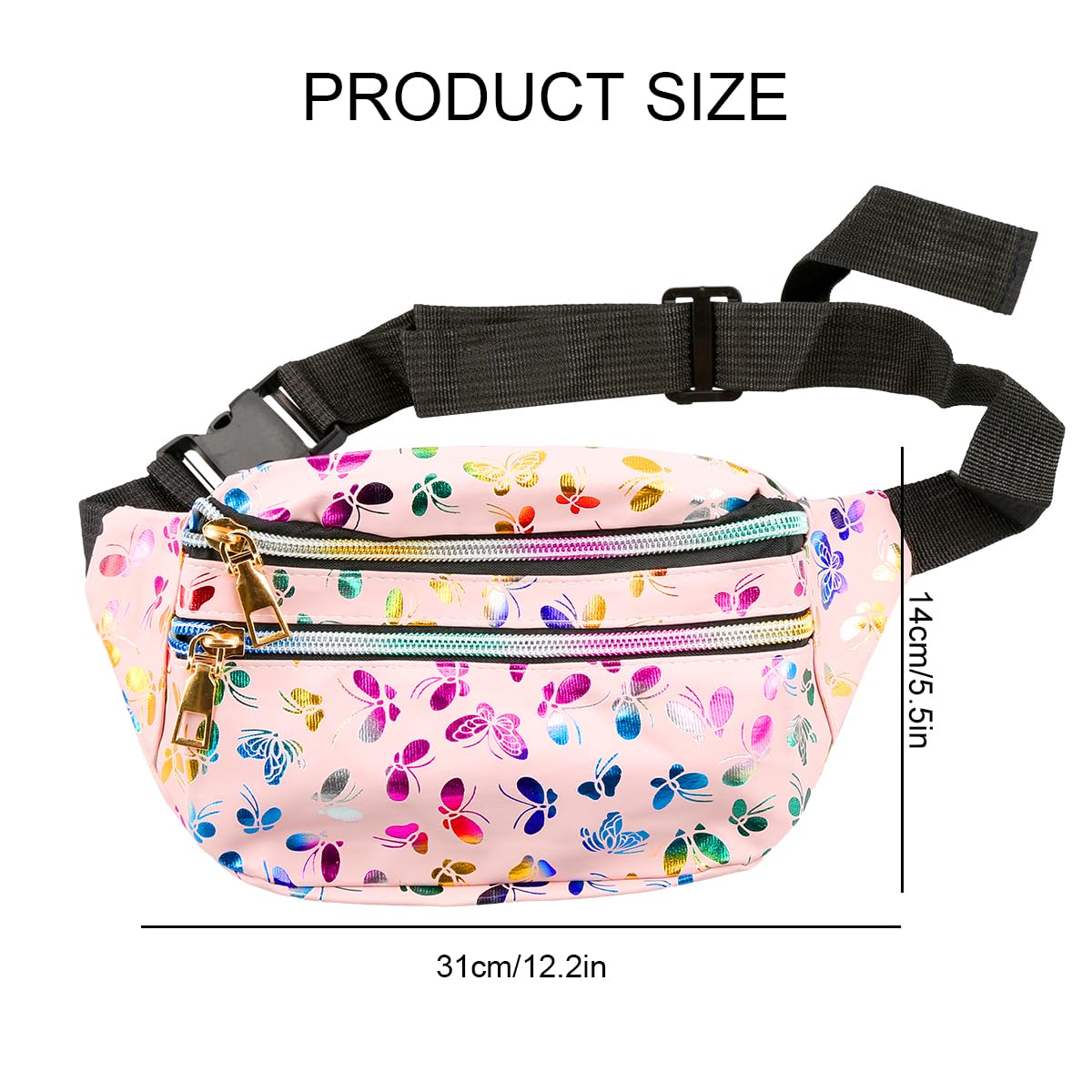 Women Waist Bag, GLADFRESIT Butterfly Waterproof Fanny Pack Fashion Travel Belt Bag Waist Pack for Sports Running Hiking (Pink) - Image 2