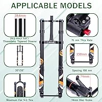 Vista 2 de BUCKLOS Fat Tire 5.0 20/26 pulgadas Air Electric Mountain Bike Horquilla de suspensión invertida, eje pasante de 0.591 x 5.906 in, 140/7.087 in