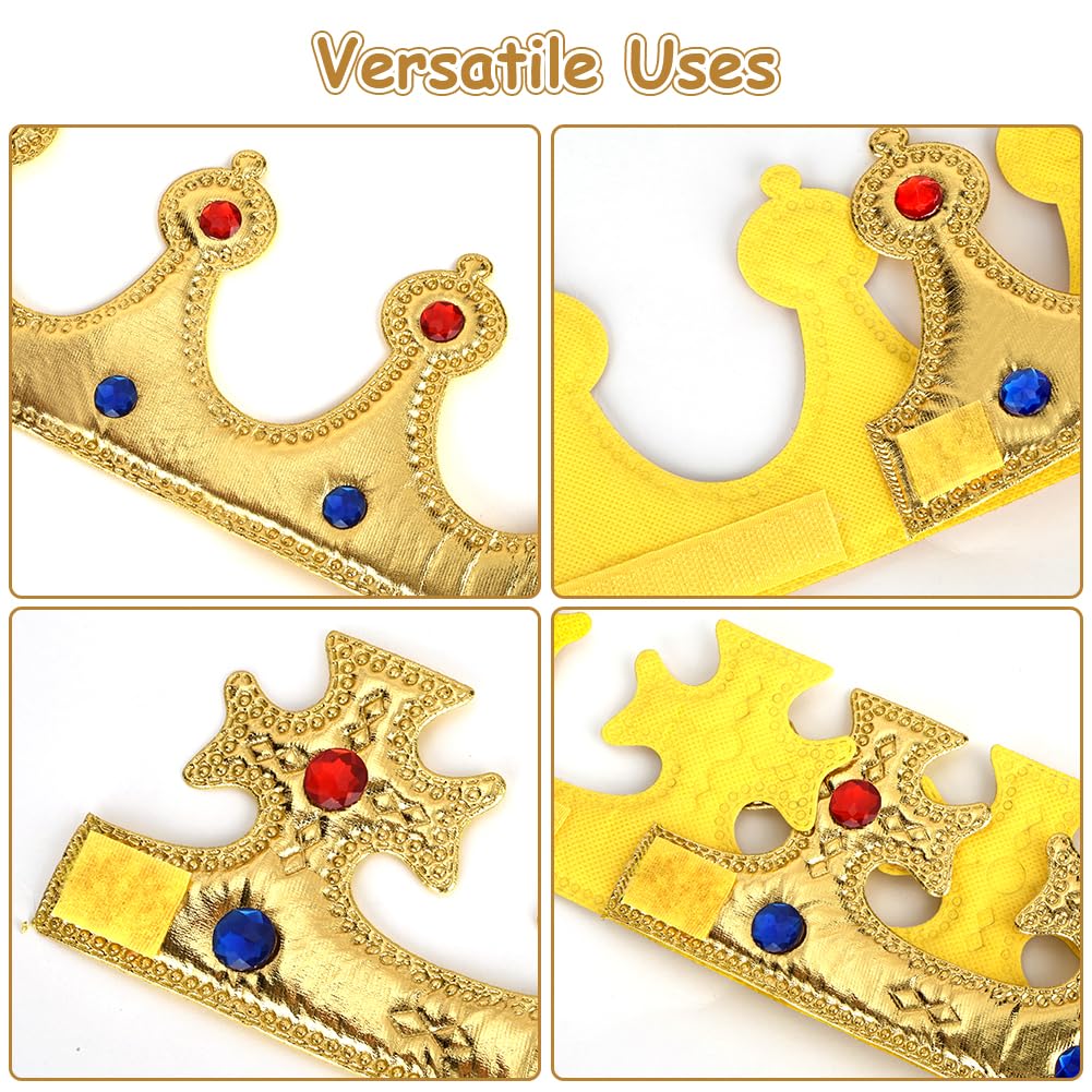 AOOWU King Crown Adult Set,2-Piece Gold Royal Crown with Gems & Cross Design - Image 3