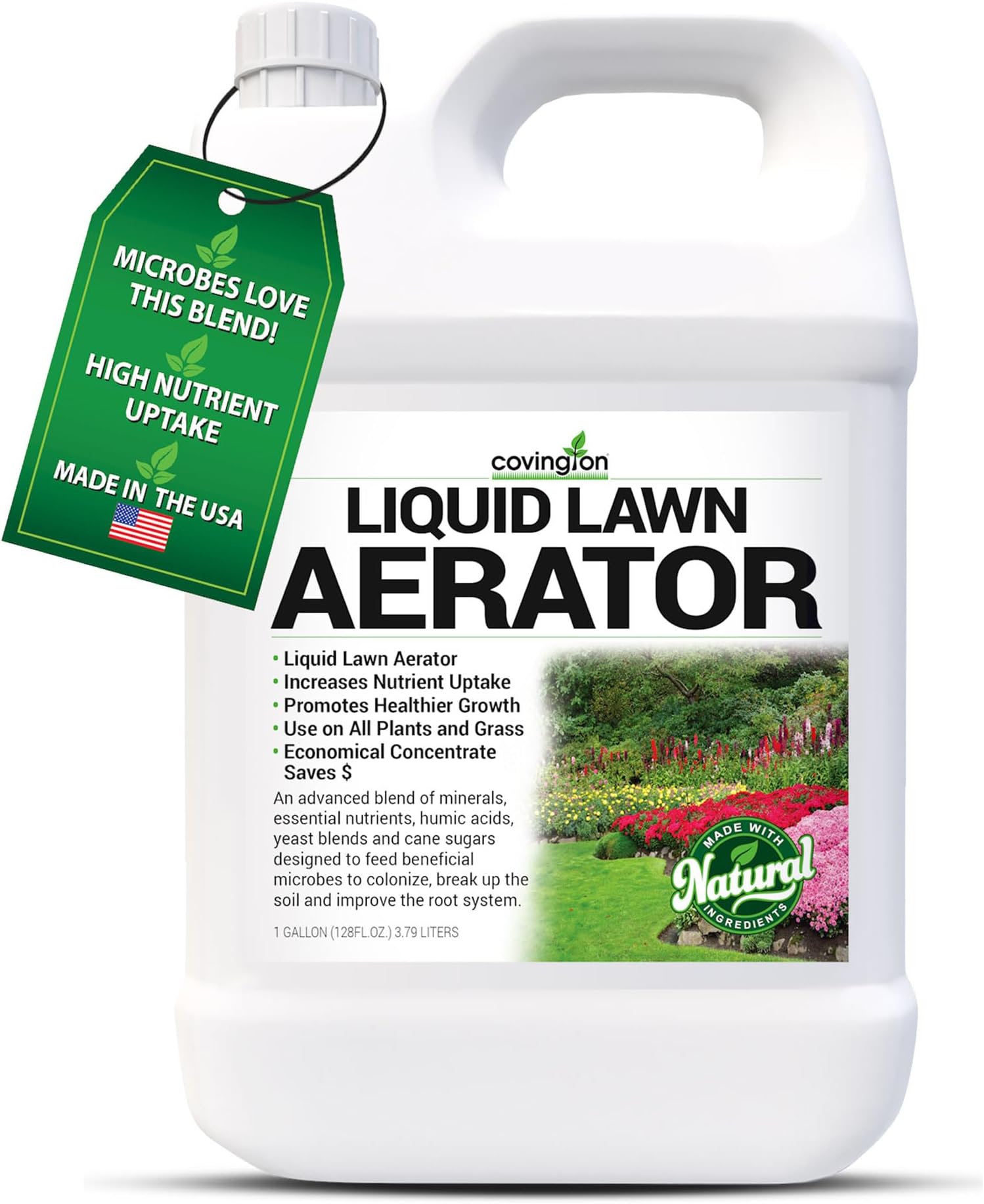 Covington Liquid Lawn Aerator (1 Gallon) – Soil Conditioner & Softener for Lawns & Gardens – Loosens Clay & Compacted Soil for Better Water & Nutrient Absorption – Liquid Aeration Concentrate