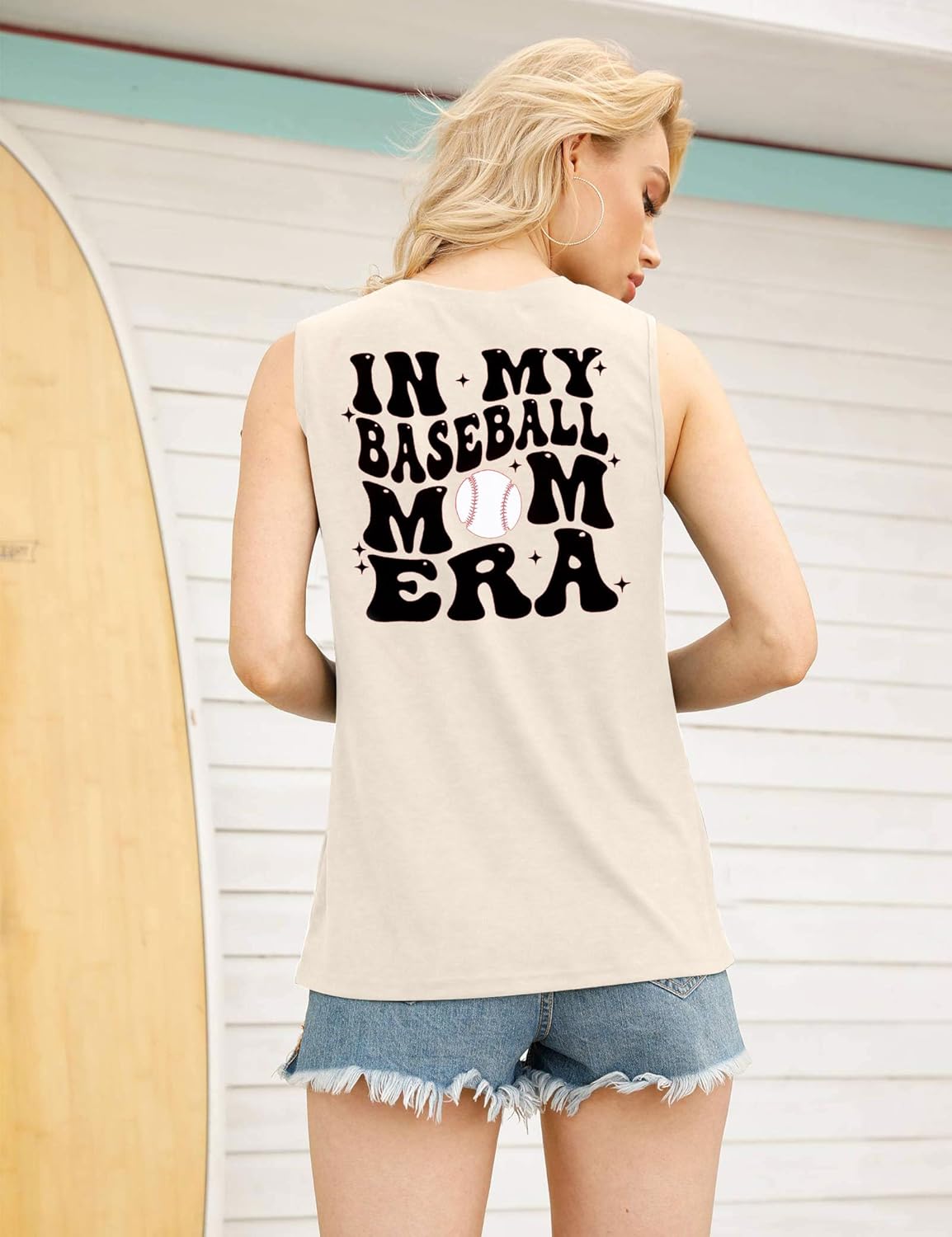 Baseball Mom Shirts for Women:Baseball Graphic Tank Tops Casual Sleeveless Tee Shirt Game Day Vest Top - Image 3