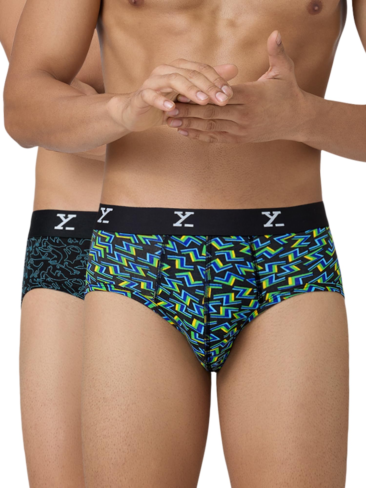xyxx Men's Shuffle Micromodal Regular Fit Printed Antimicrobial Briefs with No Marks Waistband (Pack of 2)-picture-25