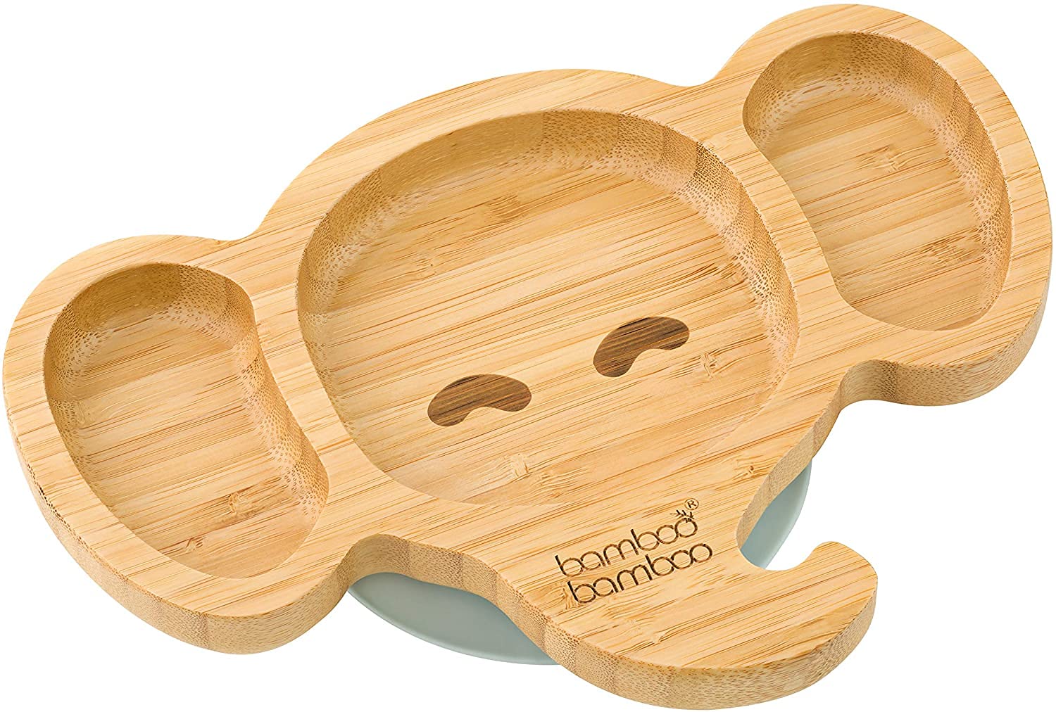 bamboo bamboo Plato Y Tazón Para Bebé, Set De Destete Con Succión Segura, Plato De Bambú En Forma De Elefante, Tazón Para Niños Y Cuchara, Vajilla Antideslizante Desde 6 Meses (Gris)