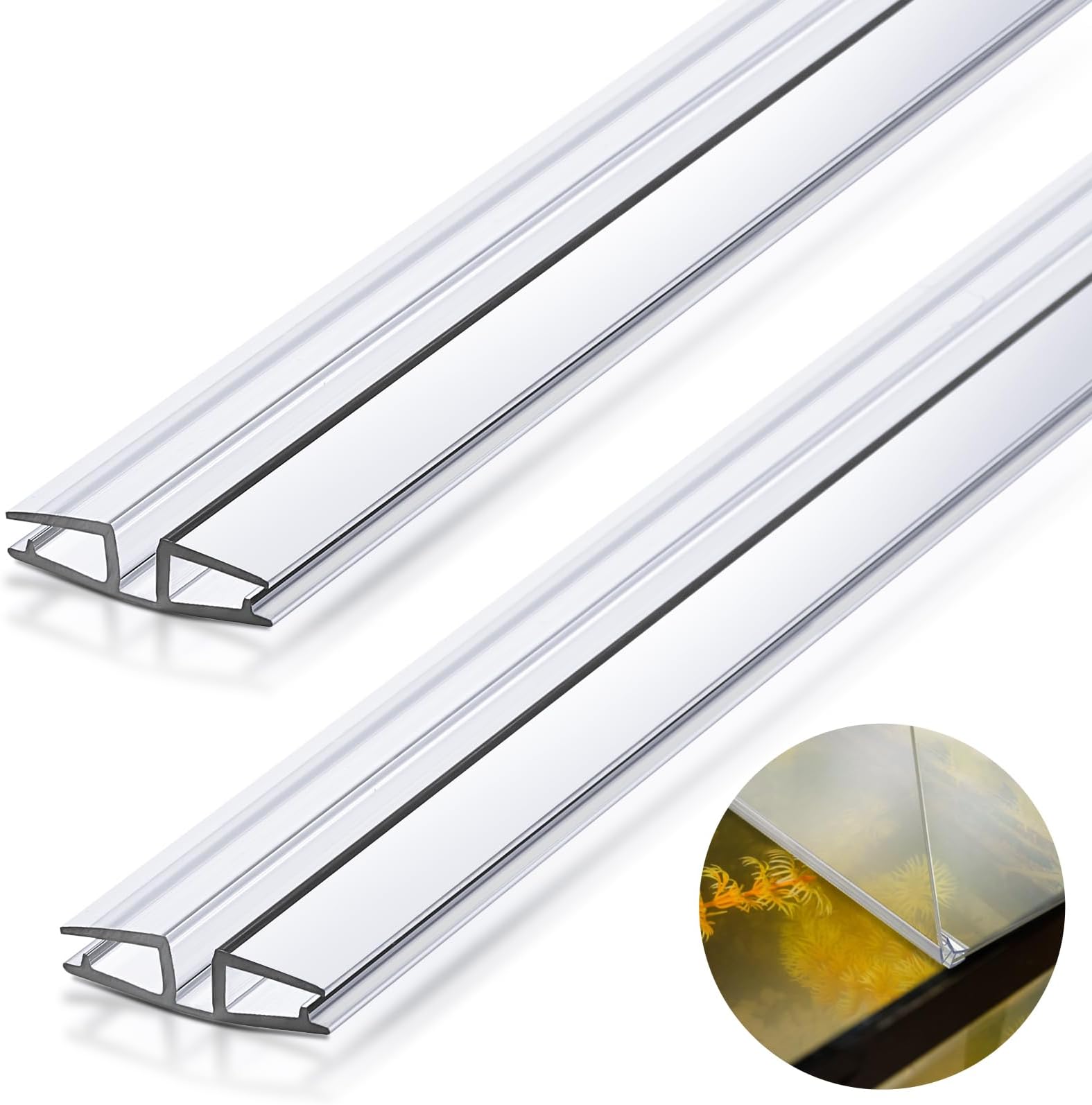 Landical 2 Pcs Clear PVC Piano Style Living Hinge 39.37 Inch Each Clear PVC Living Hinge for DIY 3-5mm Glass Acrylic and More Material Replacement Repair, No Screws or Glue