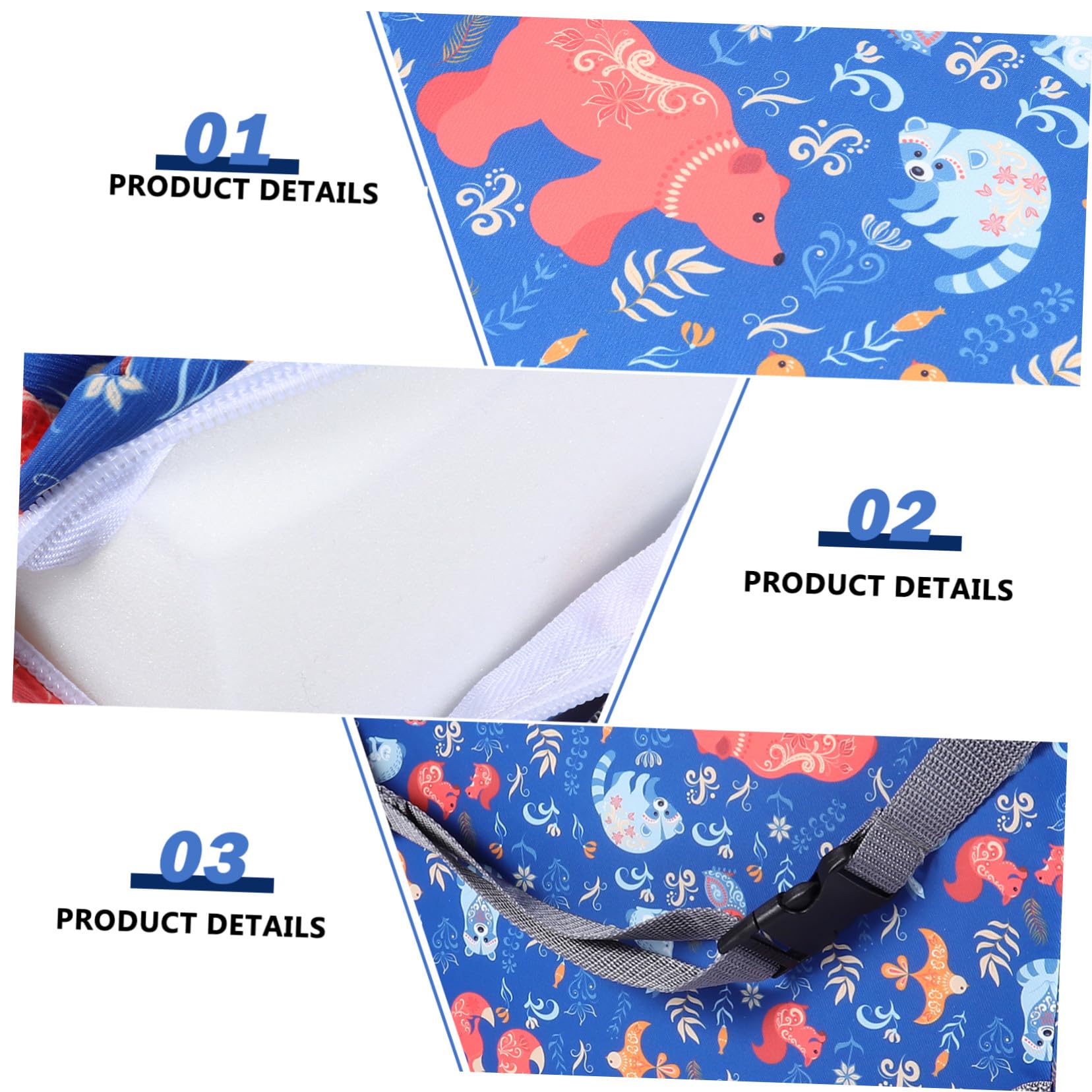 Rialzo Sedia Portatile con Cuscino Staccabile e Lavabile Alzasedia per Ragazzi e Ragazze con Copertura in Poliestere Resistente Supporto Sicuro per Tavola Blu con Motivi Animali