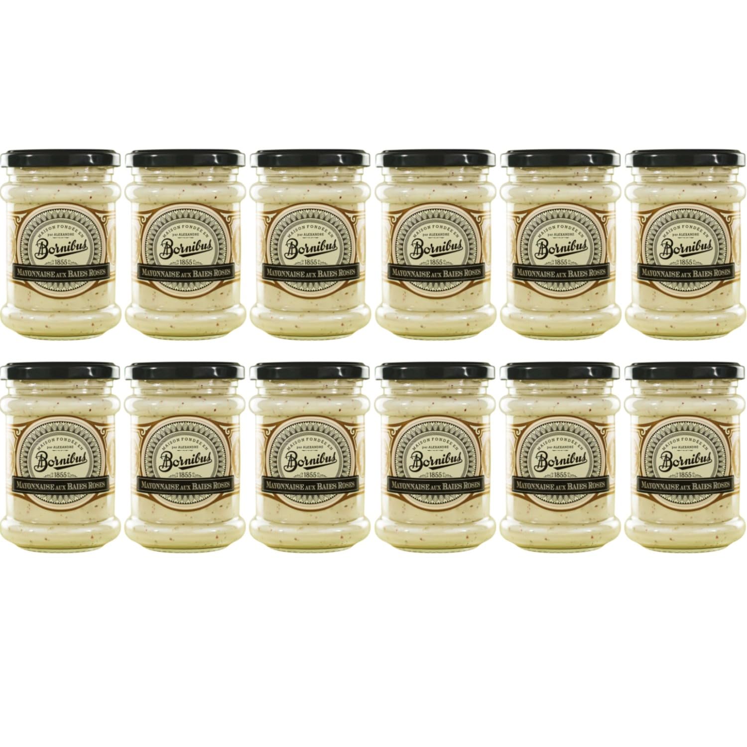Bornibus Mayonnaise aux Baies Roses Mayonnaise mit rosa Beeren Frankreich inkl. FeinWert E-Book (12 x 220g)