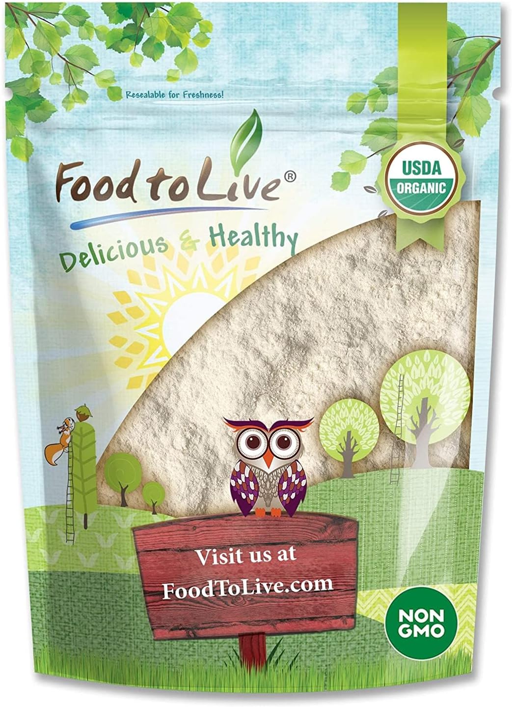 Food to Live Organic Cassava Flour, 8 Ounces โ Non-GMO, Raw Yuca Root Powder, 100% Pure, Kosher, Vegan Superfood, Paleo, Bulk, Wheat Flour Substitute