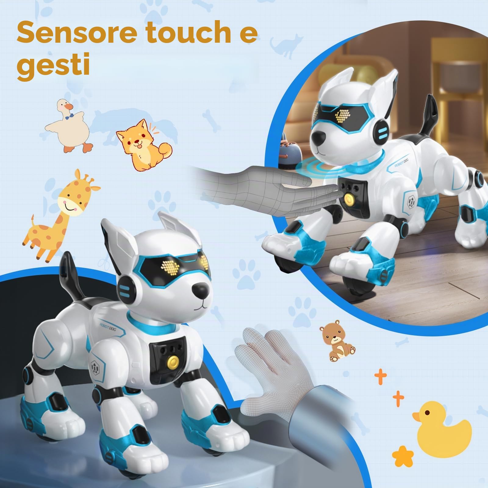 PRANITE Cane Robot per Bambini, Robot Cane Programmabile e Telecomandato, Giocattolo Interattivo Ricaricabile con Controllo Vocale e Gesti, Musica e Danza, Idea Regalo per Bambini e Bambine