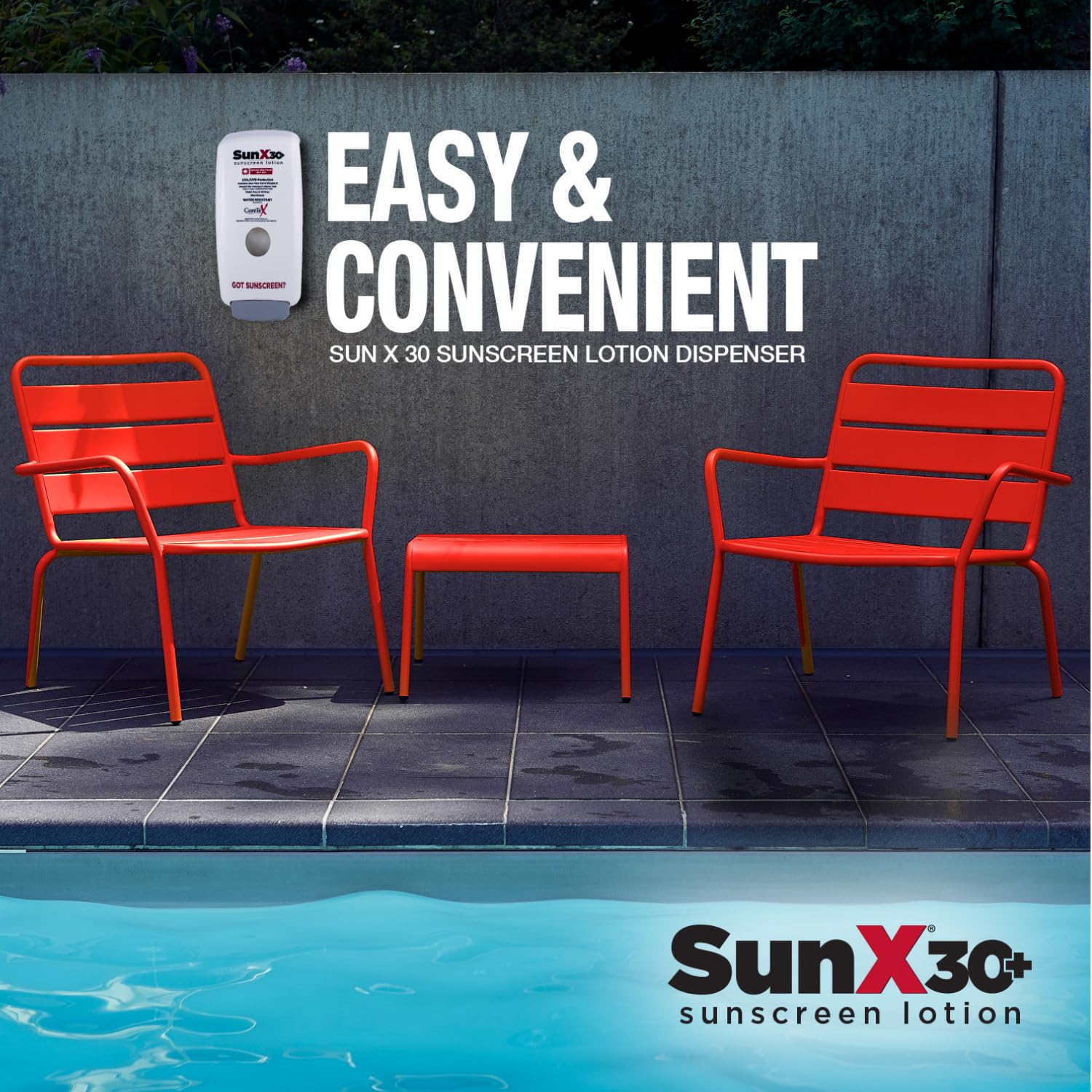Sun X 30+ Spender zur Wandmontage für Sonnencreme (nur Spender) – kompatibel mit SunX 30's 750 ml Nachfüllbeutel mit Breitspektrum (UVA/UVB) ölfreie Sonnenschutzlotion