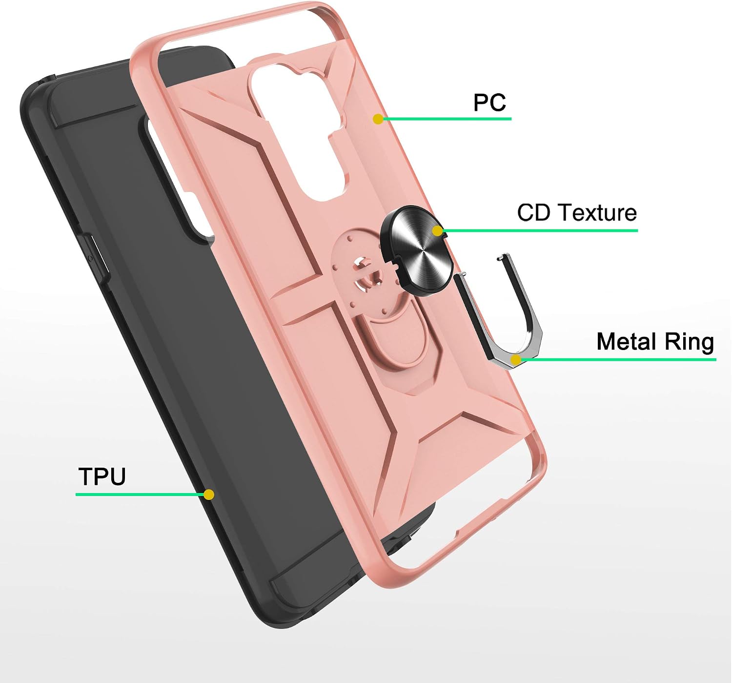Atump Galaxy S9 Plus Case, Galaxy S9 Plus Phone Case, 360° Rotation Ring Holder Kickstand [Work with Magnetic Car Mount] PC+ TPU Phone Case for Samsung Galaxy S9+ Plus Rose Gold