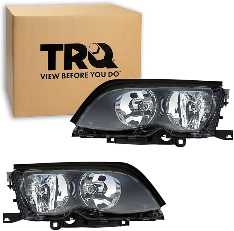 Conjunto de faróis dianteiros TRQ para BMW Série 3 2002–2005 – Par