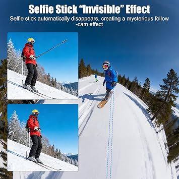 5m/16.4FT Carbon Fibre Invisible Extened Selfie Stick for Action Camera