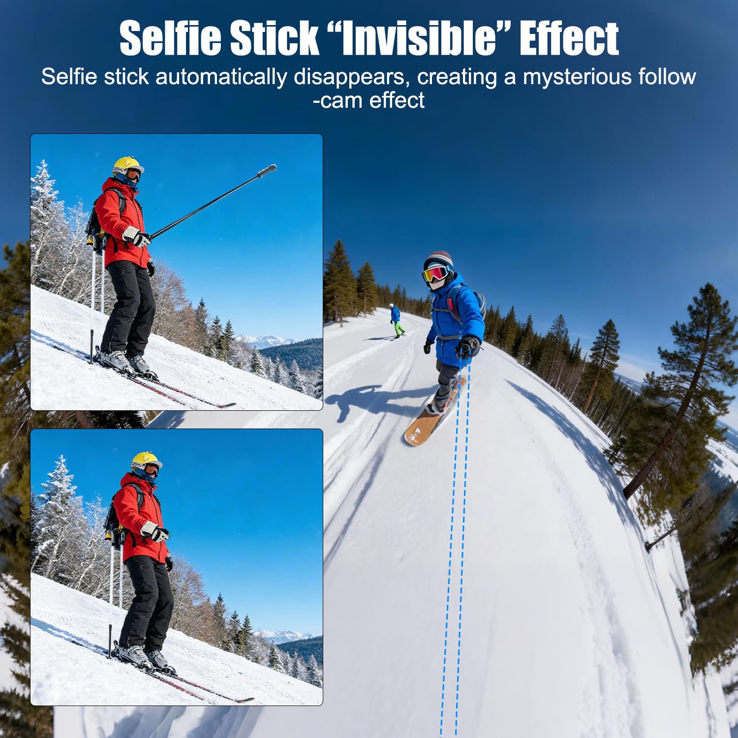 5m/16.4ft Carbone Fibre Extensible Invisible Selfie Perche Compatible avec Insta360 X5-X Ultra-longue Perche Compatible avec Gopro 12-3 Osmo 360 Action 6/5 Pro 4 3 Compatible avec Xbot Go Photographie