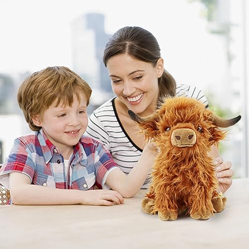 Miniatura 6 de Highland Cow - Animal de peluche realista de vaca escocesa, juguete de peluche suave de animales de granja, regalo para adultos, niños y niñas (vaca