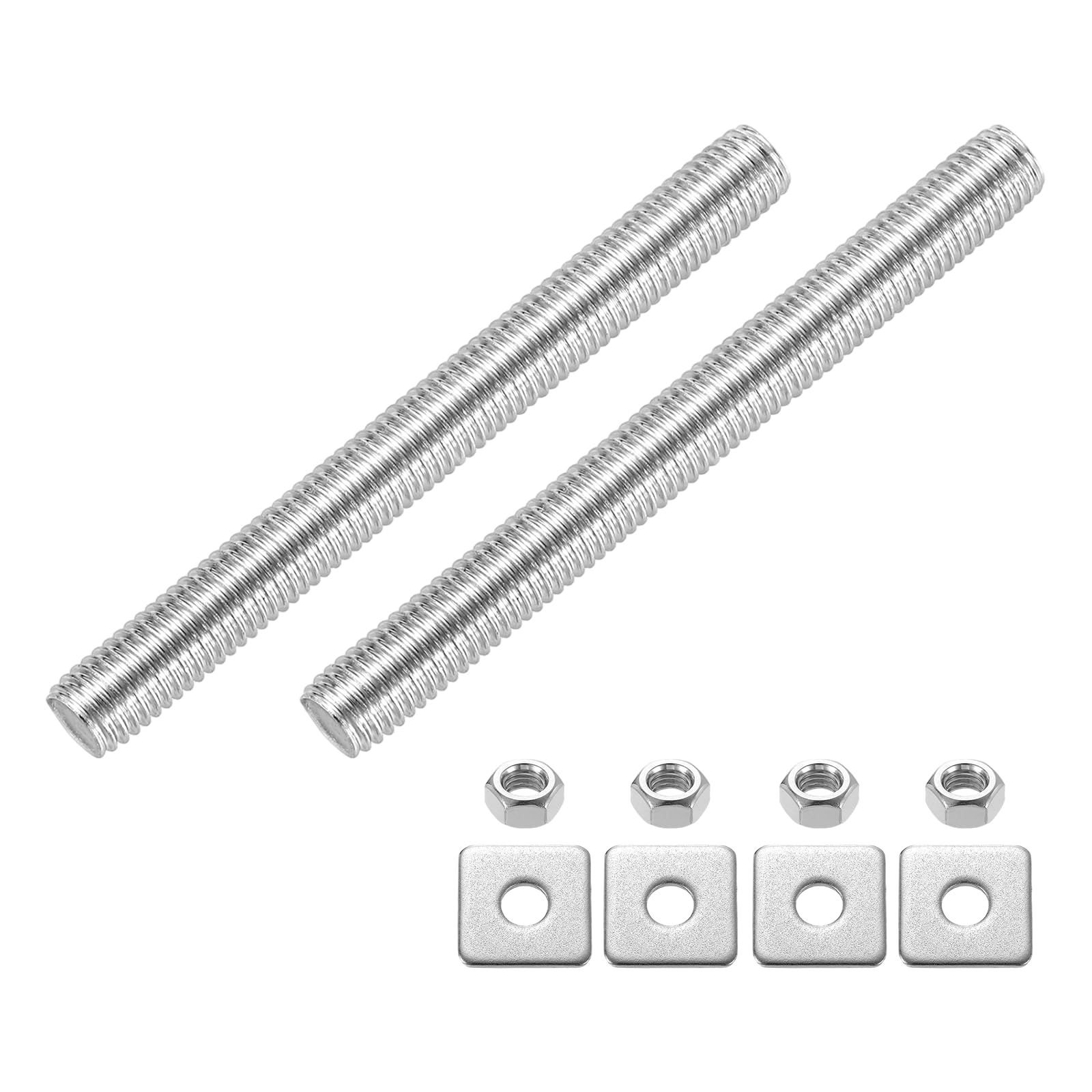 sourcing map 2Pcs Fully Threaded Rod, M10-1.5 Thread Pitch 100mm Length Stainless Steel Right Hand Fully Threaded Studs with Nuts and Washers for Clamps, Hangers and U-Bolts — image 1