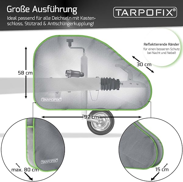 Tarpofix® Deichselabdeckung Wohnwagen | Anhängerkupplung Abdeckung mit Doppel-Klickverschluss | Deichselhaube Anhänger Wasserdicht | Universal Abdeckung Anhängerdeichsel | Deichselschutzhaube PKW - 2