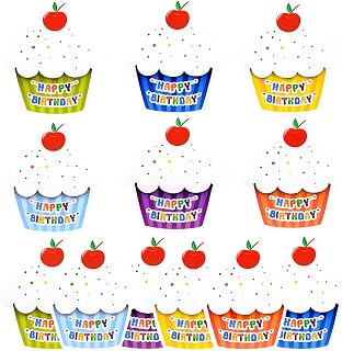 24 Pcs Double Print Happy Birthday Card for Student Classroom Happy Birthday Certificates Award for Kids, Classroom Cupcake Decorations Birthday Bulletin Board