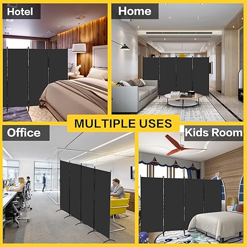 Miniatura 4 de MAYOLIAH Divisores de habitación de pantalla de privacidad de 4 paneles de 6 pies de alto, separador de pared de oficina portátil para separador de