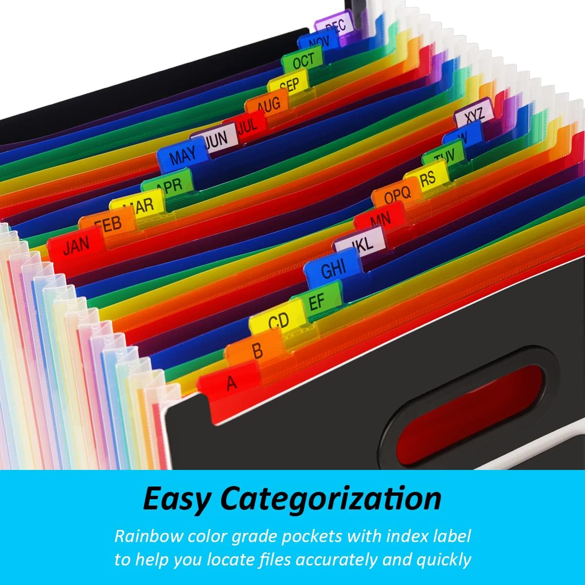 H4D 24 Pockets Expanding File Folder, Expandable Accordian File Organizer, Acordian File Keeper Accordian Folder Organizer, Expandable Filing Box Accordion Binder for A4 Letter Size Paper Documents