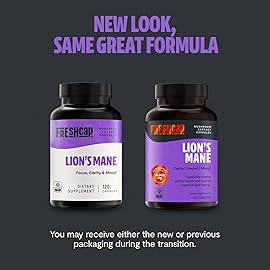 FreshCap Mushrooms Lions Mane Supplement Capsules 14,000mg - Lion\'s Mane, High Potency Extract, 14:1 Organic Mushroom Supplement, Ayurveda Focus Made in USA (120 Capsules)