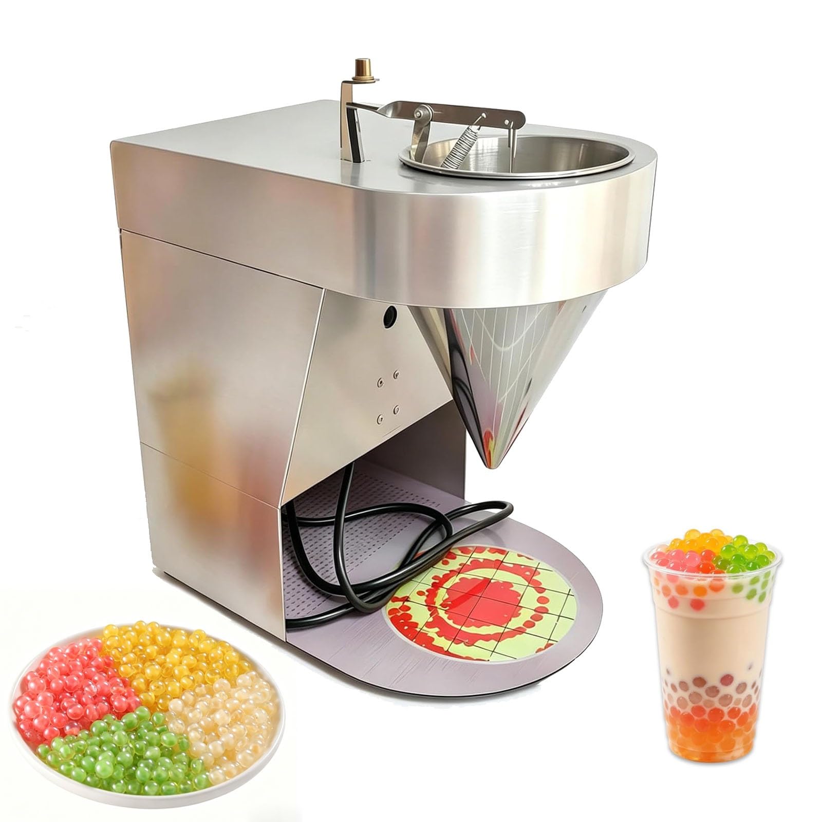 Maszyna do robienia perełek o mocy 50 W, stal nierdzewna, 25 kg/h, regulowany rozmiar i prędkość, do robienia kulek z manioku, soku Burst Boba