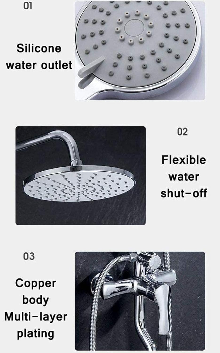 Shower Set Brass Shower Fitting Anti- Scald?Shower System?Overhead?Shower?and?Hand Shower Adjustable Shower Rod Including 150Cm Shower Hose