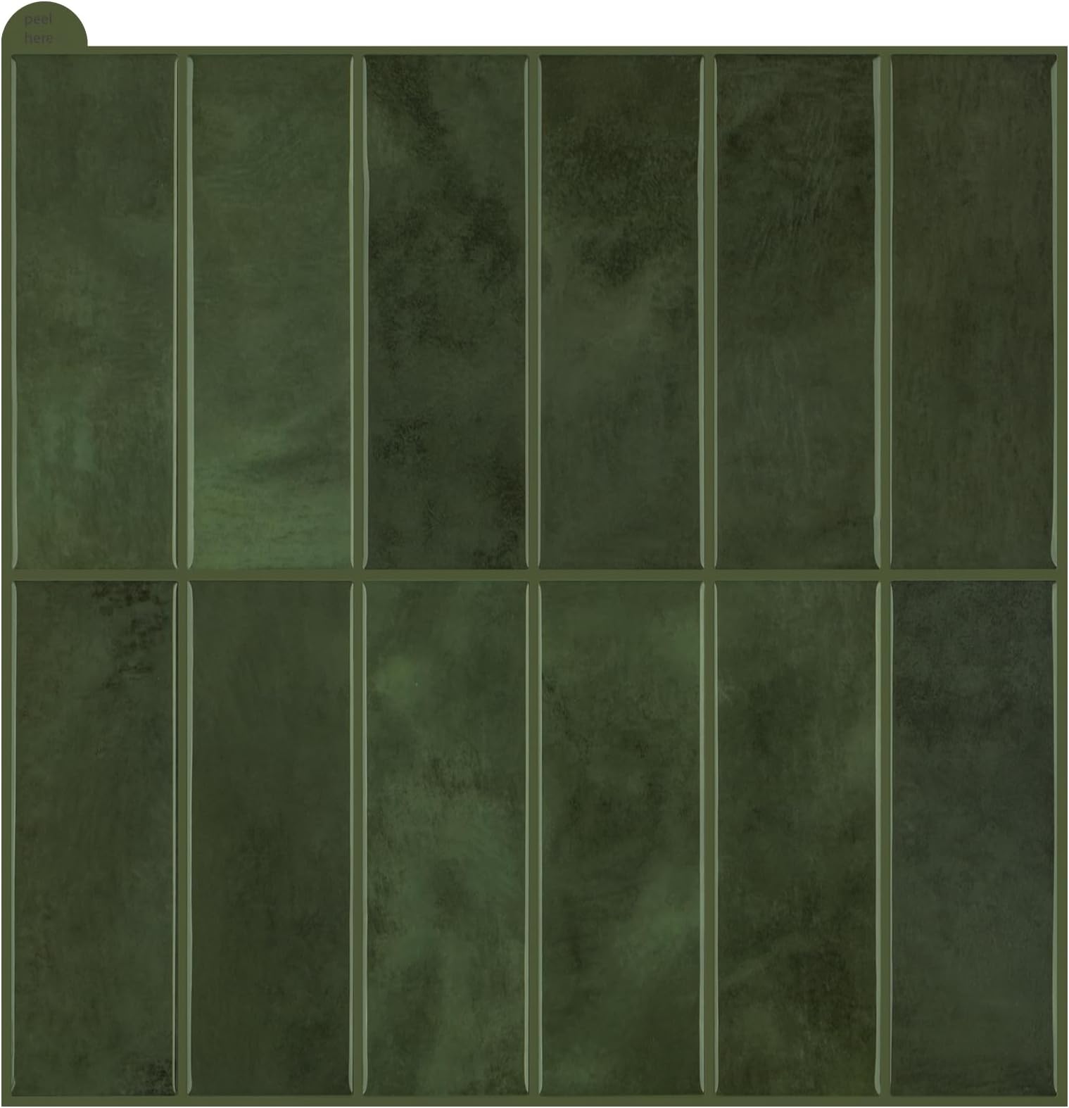 Peel and Stick Backsplash for Kitchen,New Upgrade 12" x 12" Large Premium Kitchen Tiles,Green Sticker on Subway Tile 10-Sheet.