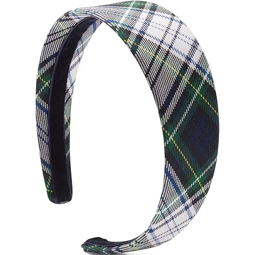 Lands' End Uniform Girls Wide Headband White Plaid One Size