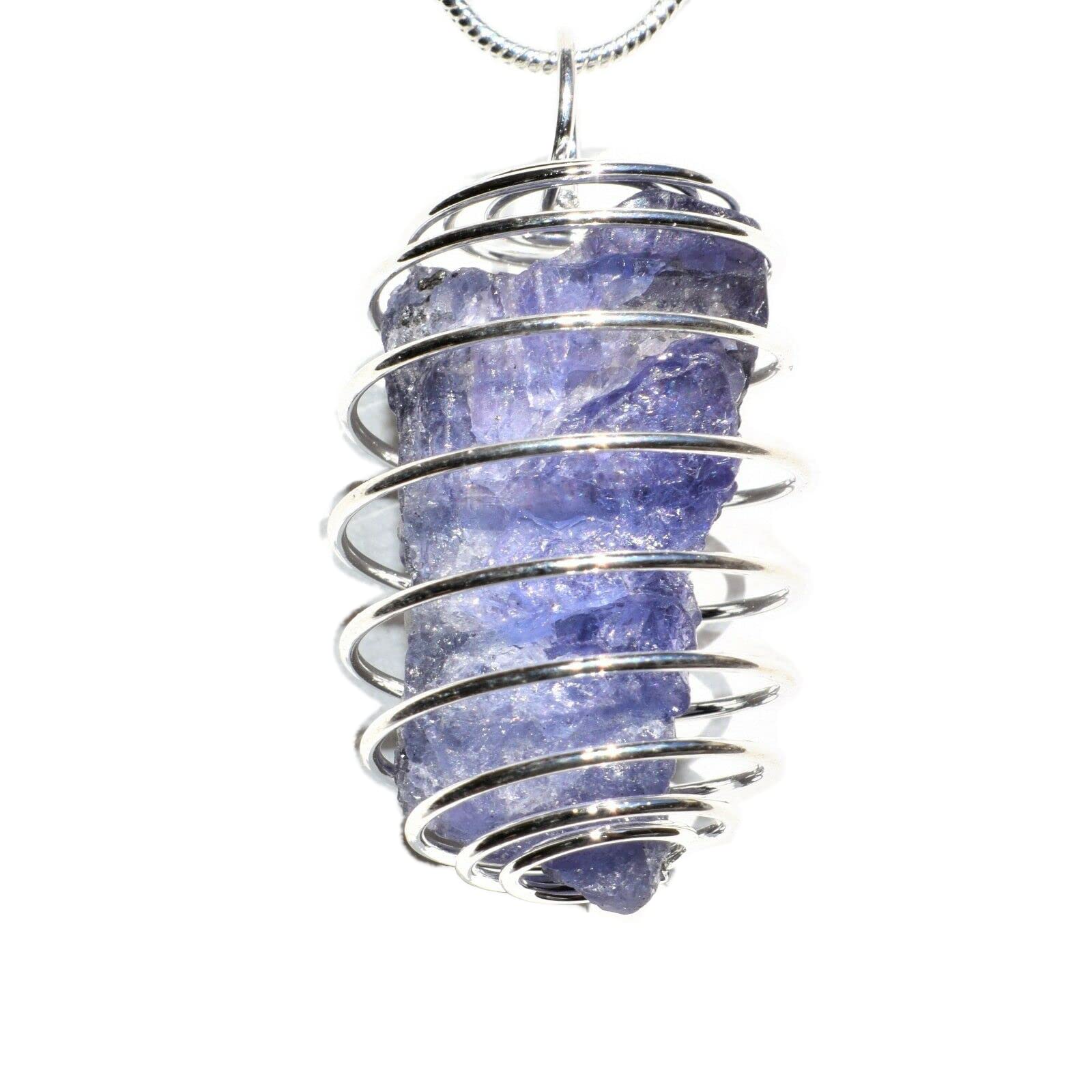 Zenergy Gems Charged Natural Tanzanite Crystal Pendant + 20" Stainless Steel Chain + Selenite Charging Heart [Included]