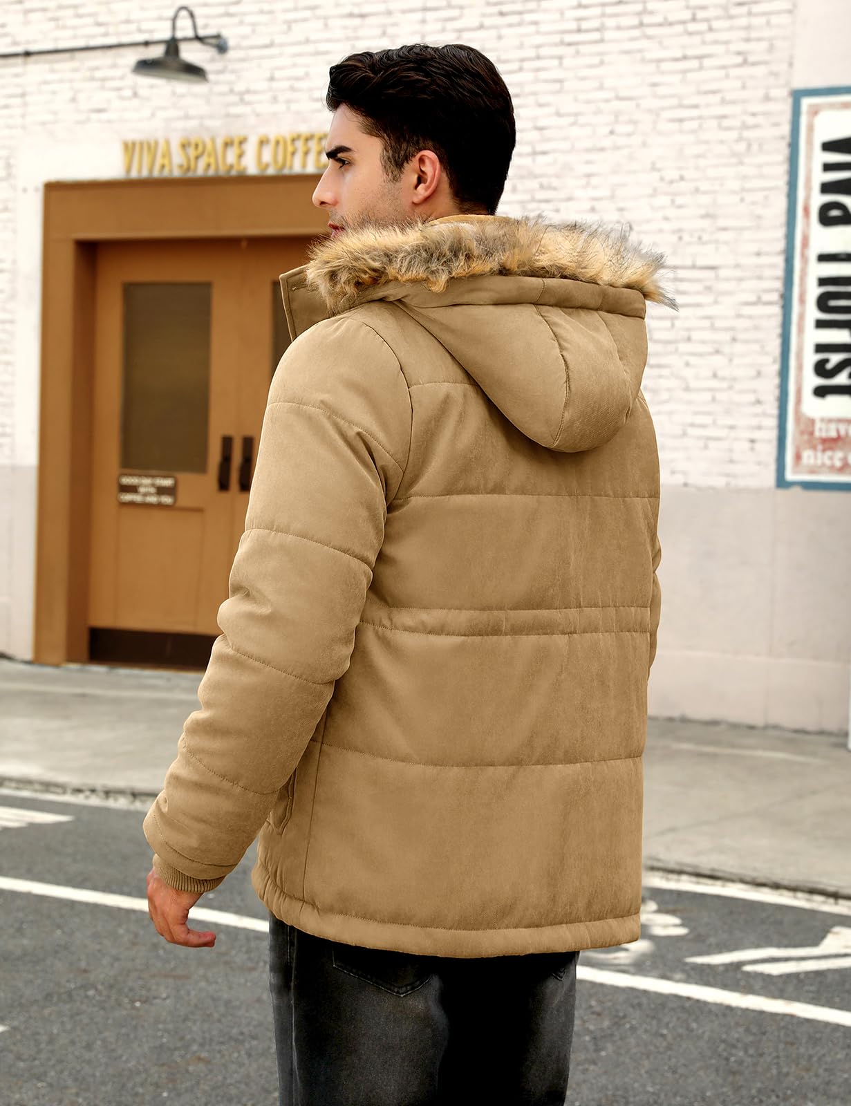 Nadeer Manteau Homme Hiver Polaire Chaud Veste Parka Coupe-Vent de Mode Décontractée Manteau à Capuche Manches Longues Blouson Zippé Outercoat avec Poches