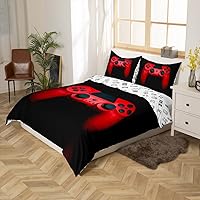 Vista 6 de Erosebridal - Conjunto de ropa de cama tamaño individual, de 2 piezas, 1 funda para edredón decorativa negra con estampado moderno de control