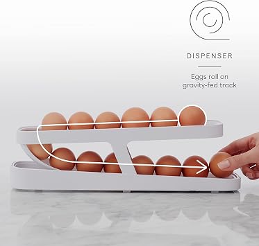 YouCopia RollDownTM Egg Dispenser, Space-Saving Rolling Eggs Dispenser and Organizer for Refrigerator Storage