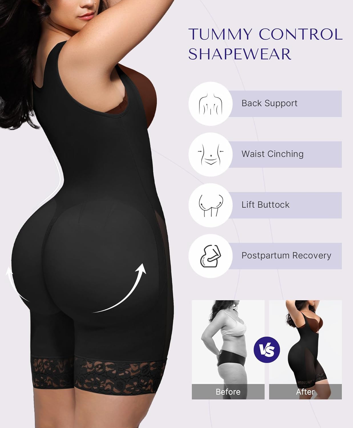 SHAPELLX Fajas Colombianas Shapewear for Women Tummy Control Post Partum Faja Body Shaper Butt Lifting with Zipper Crotch - Image 2