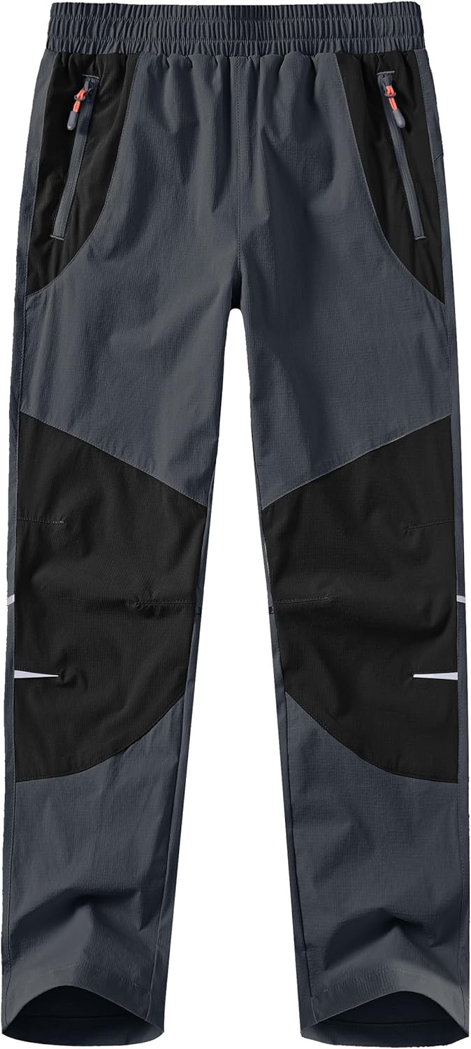 Boys Hiking Pants Kids Lightweight Outdoor Camping Pants Girls Quick Dry Waterproof Trousers with Zipper Pockets