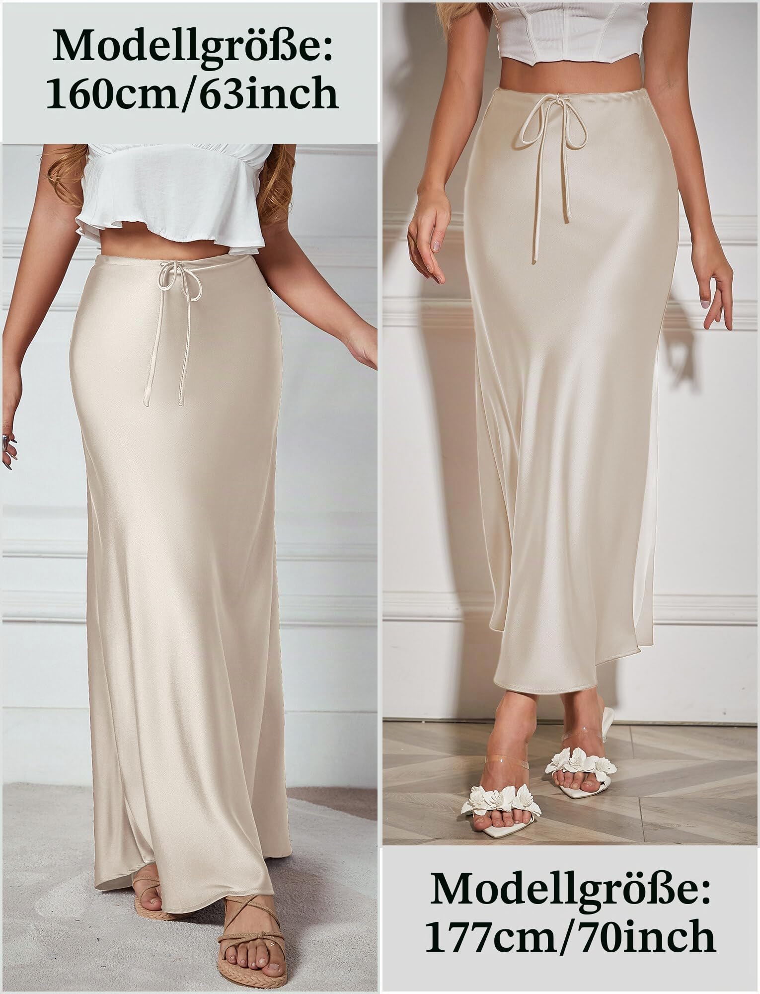 Damen Rock Fishtail Seidiger Seidensatinrock Business Langer Rock Bleistiftrock Rock High Waist Party Cutting Sommerrock Business Maxirock