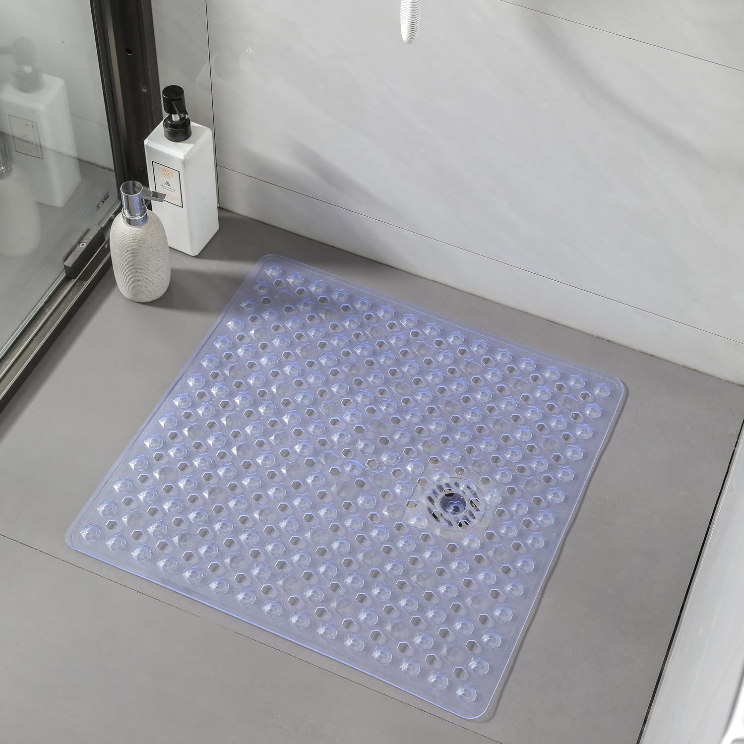 Non Slip Shower Mat for Shower Room with Drain Holes and Suction Cups Star Pattern Bathroom mats Machine Washable