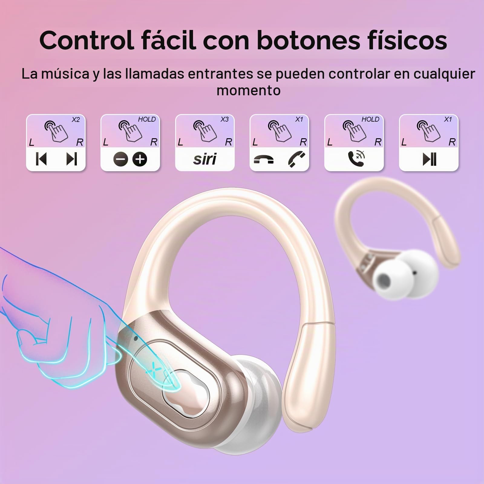 STECEi AI Auriculares Traductor en Tiempo Real(2026), Bluetooth 5.4 con ENC y App con para Viajes/Negocios/Aprendizaje/Reunirse, Oro Rosa