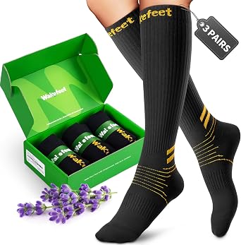 Compression Socks for Men Women 3 Pairs, Compression Stockings, Fragrance Flight Socks for Nurse,Pregnancy,Travelling, Runing, Circulation