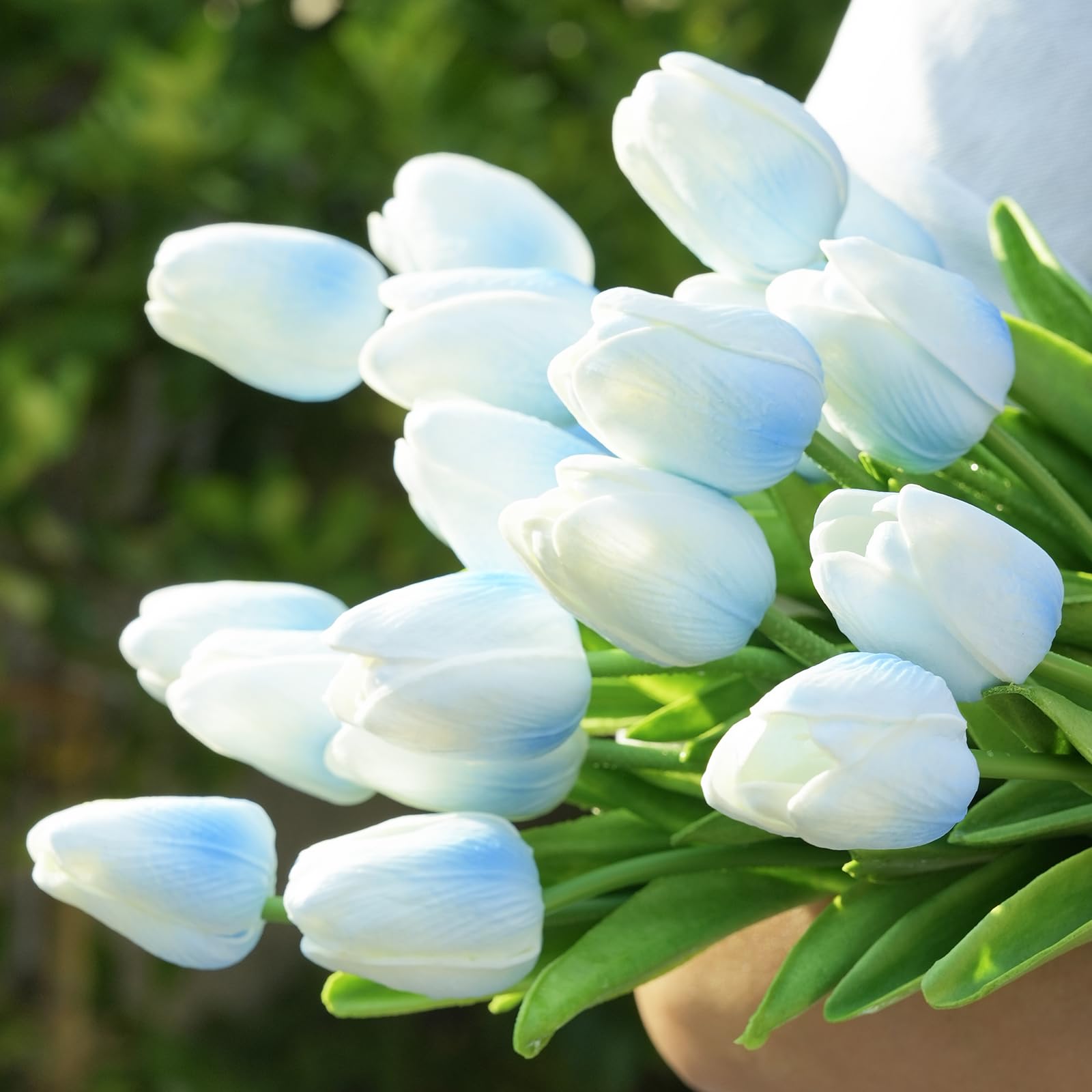 20 Pcs 13 Real Touch Light-Blue Tulips Artificial Flowers