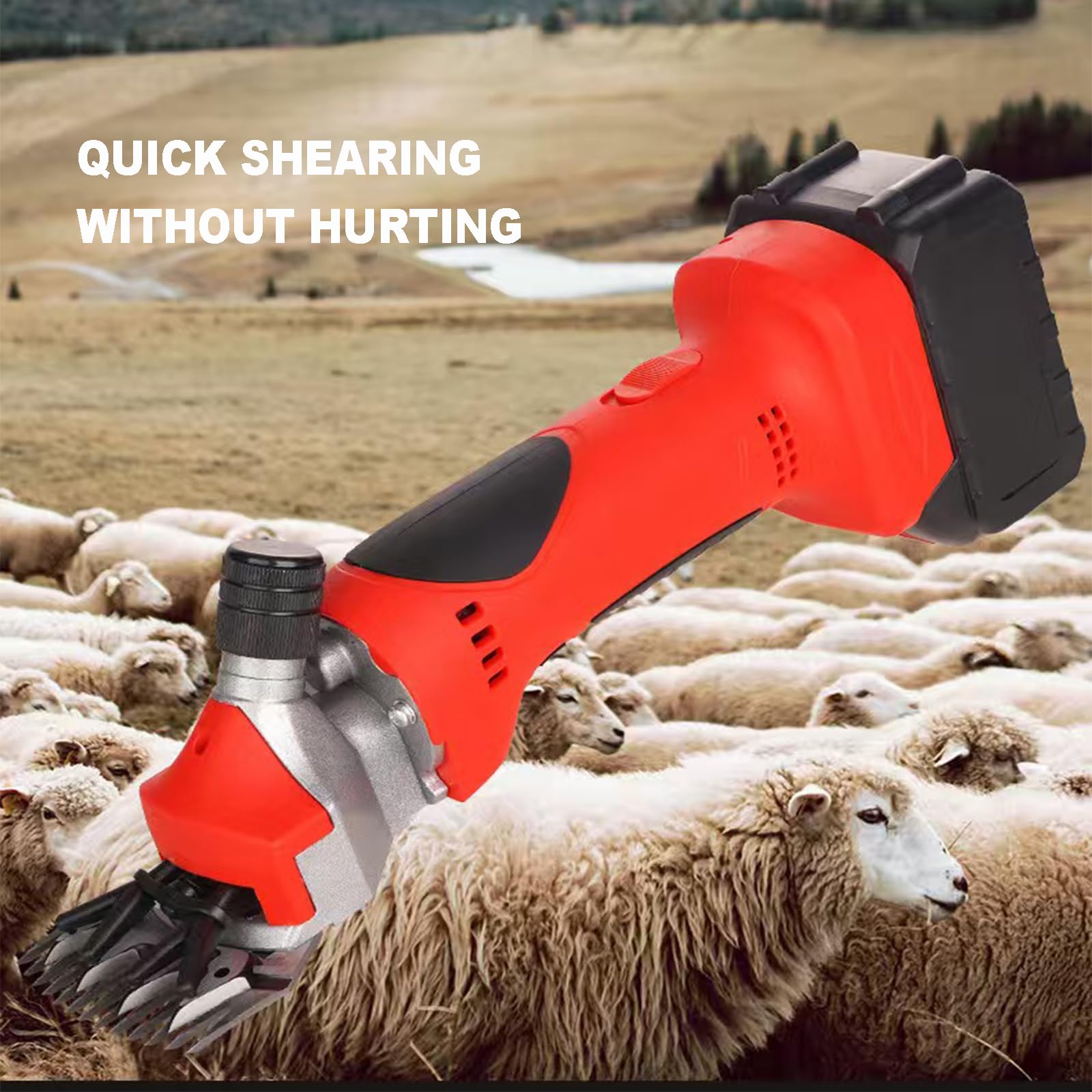 Tosatrice per pecore senza fili, forbice elettrica a 6 velocità da 900 W, con lama a 13 denti, batterie ricaricabili, attrezzatura per la rasatura della lana di pelo di pecore, bovini, bestiame da fat