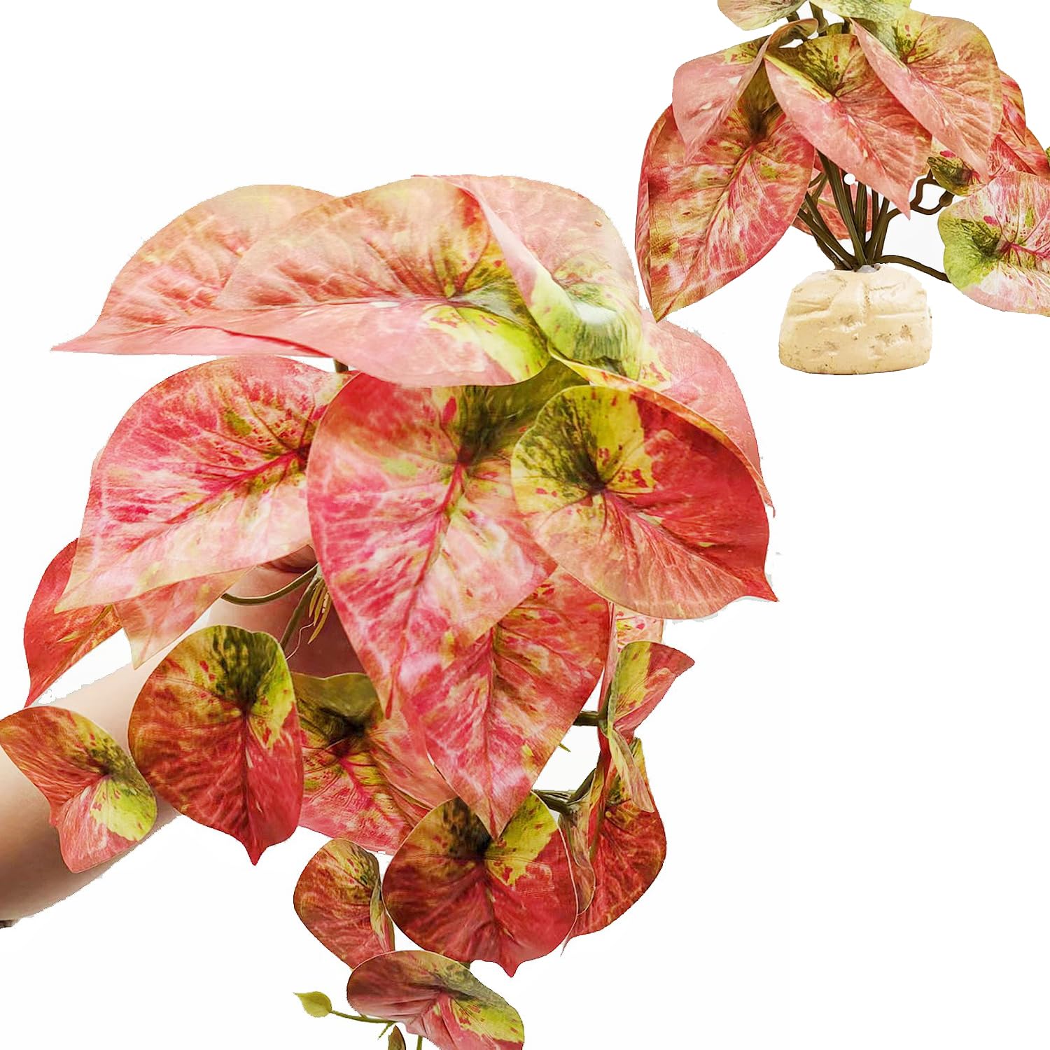 KERUIDENG Reptile Plants for Terrarium Decor,Amphibian Habitat Decor, Bearded Dragon Tank Accessories,Artificial Plants for Gecko Chameleon Snake