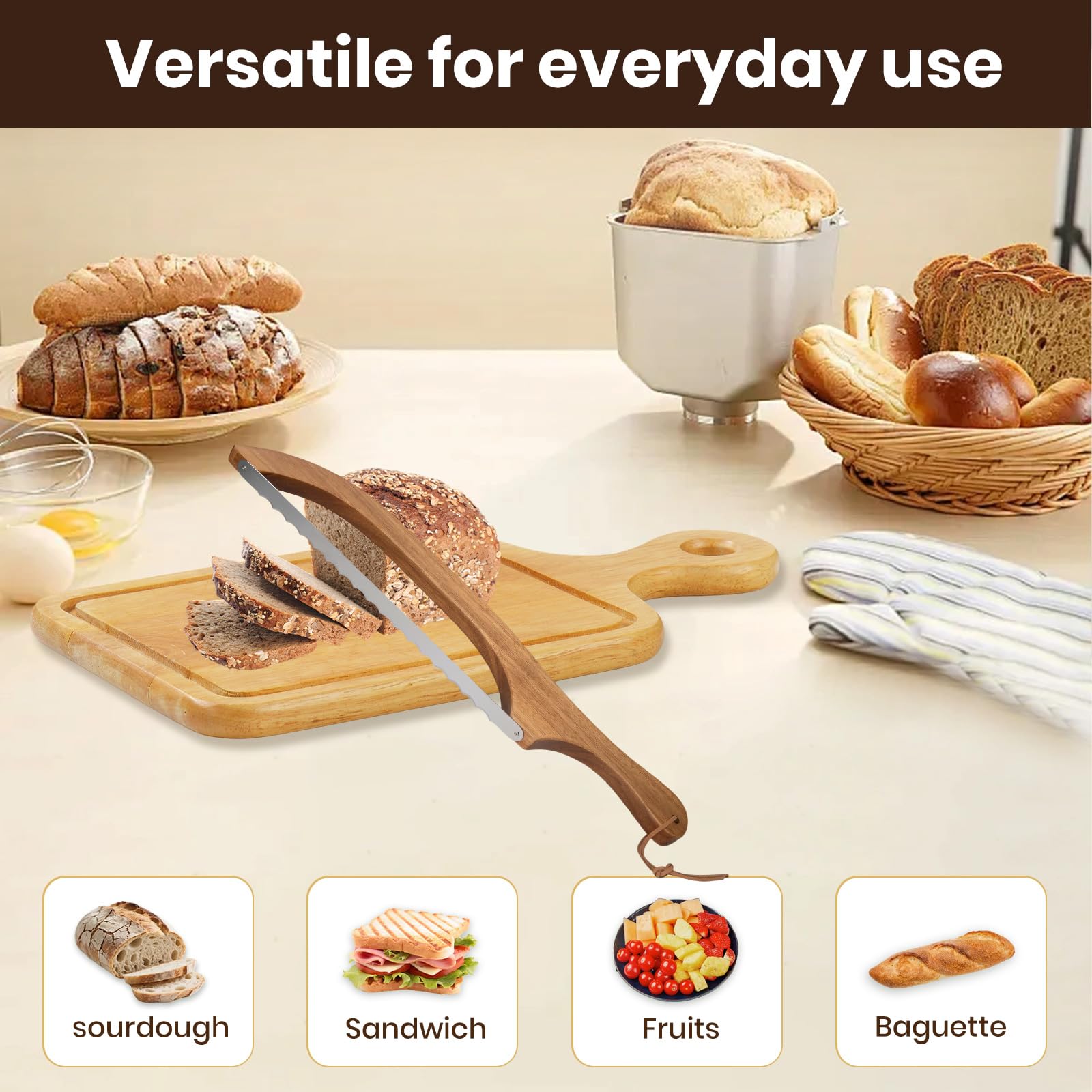 Sourdough Bread Knife - Serrated Slicer with Spare Blade -5