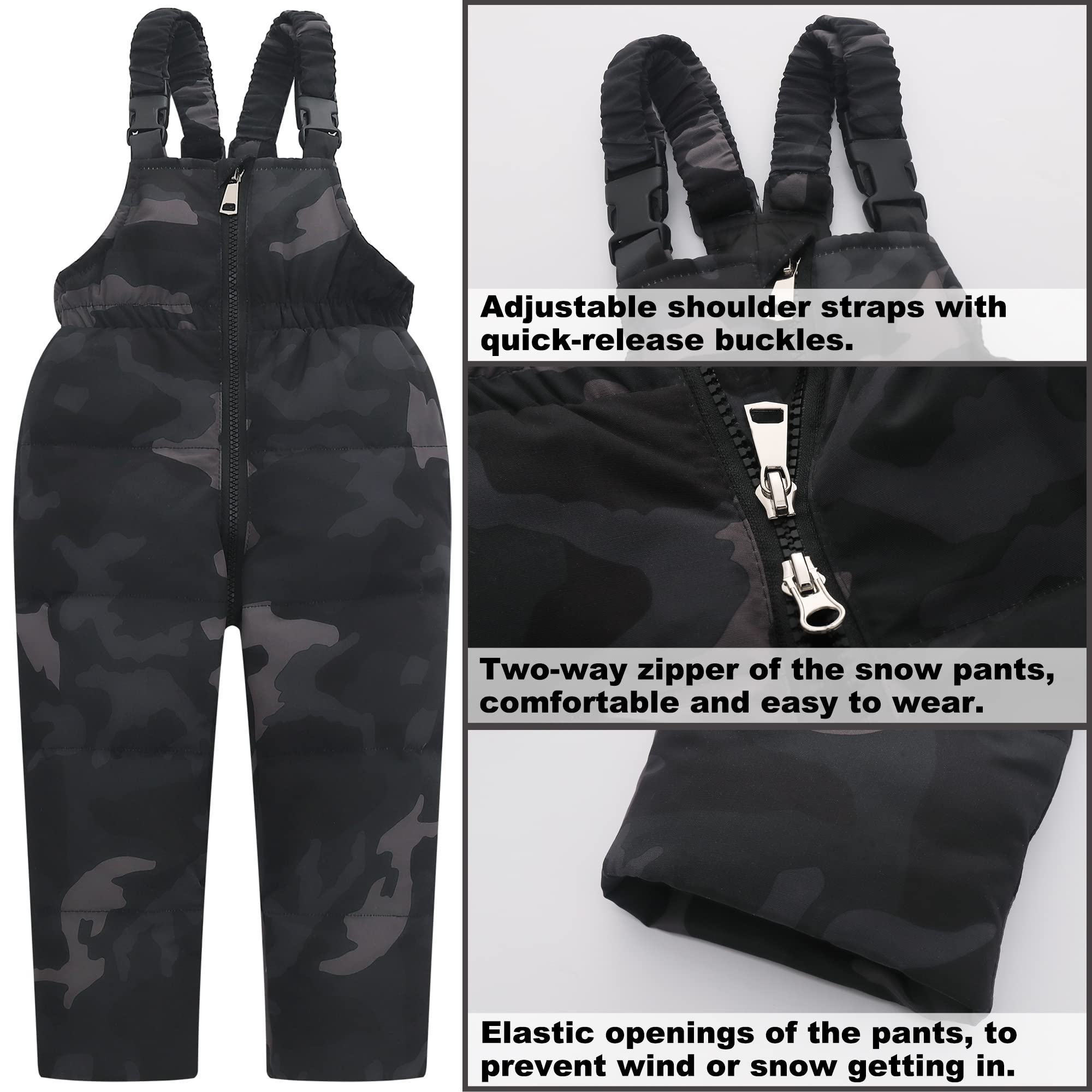 Fewlby Bambino Tuta da Sci - Piumino con Cappuccio + Pantaloni da Sci, 2 Pezzi Tuta da Neve per Bambino Completo da Neve Caldo Invernale Salopette e Giacca