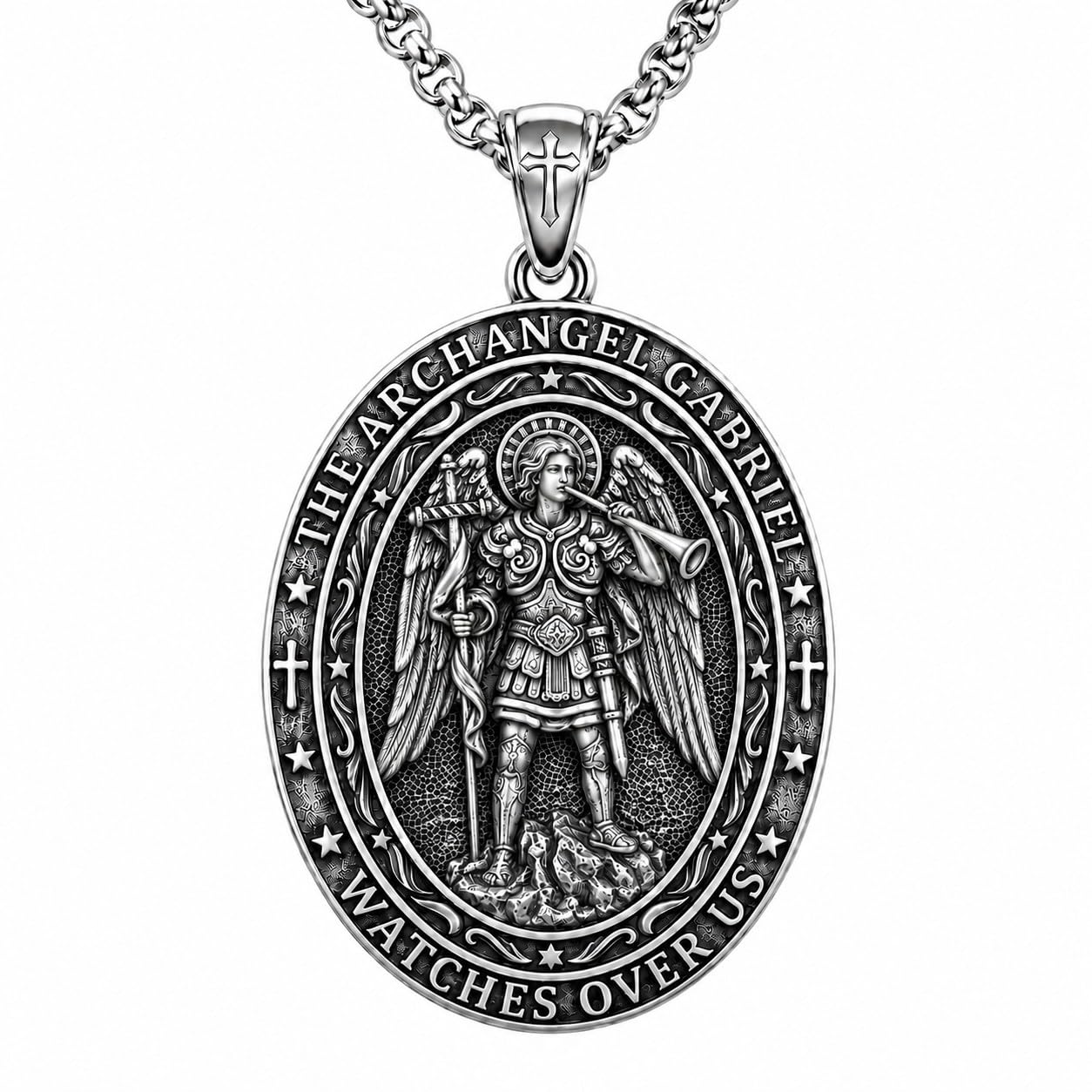 Collana con ciondolo cattolico in argento con medaglietta