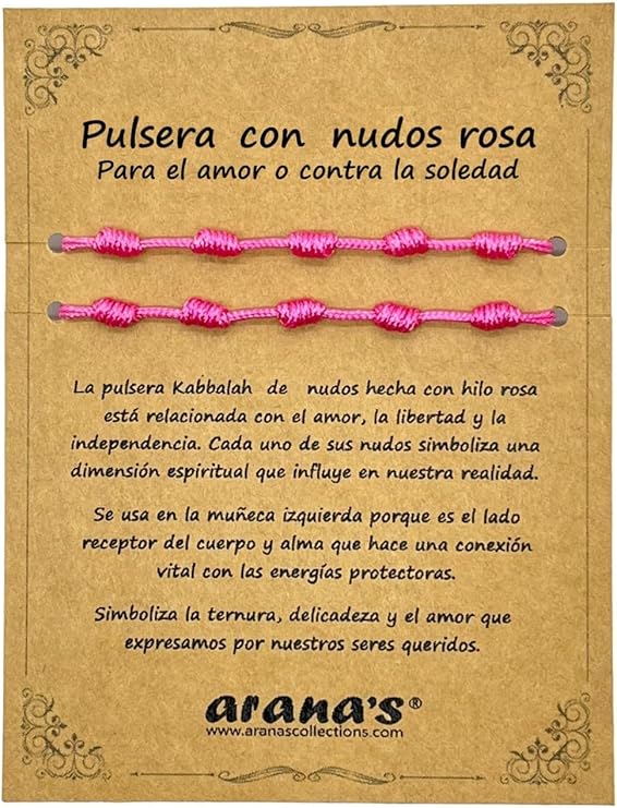 Pulsera 7 Chakras de Hilo Rosa con Nudos para Amor y Protección
