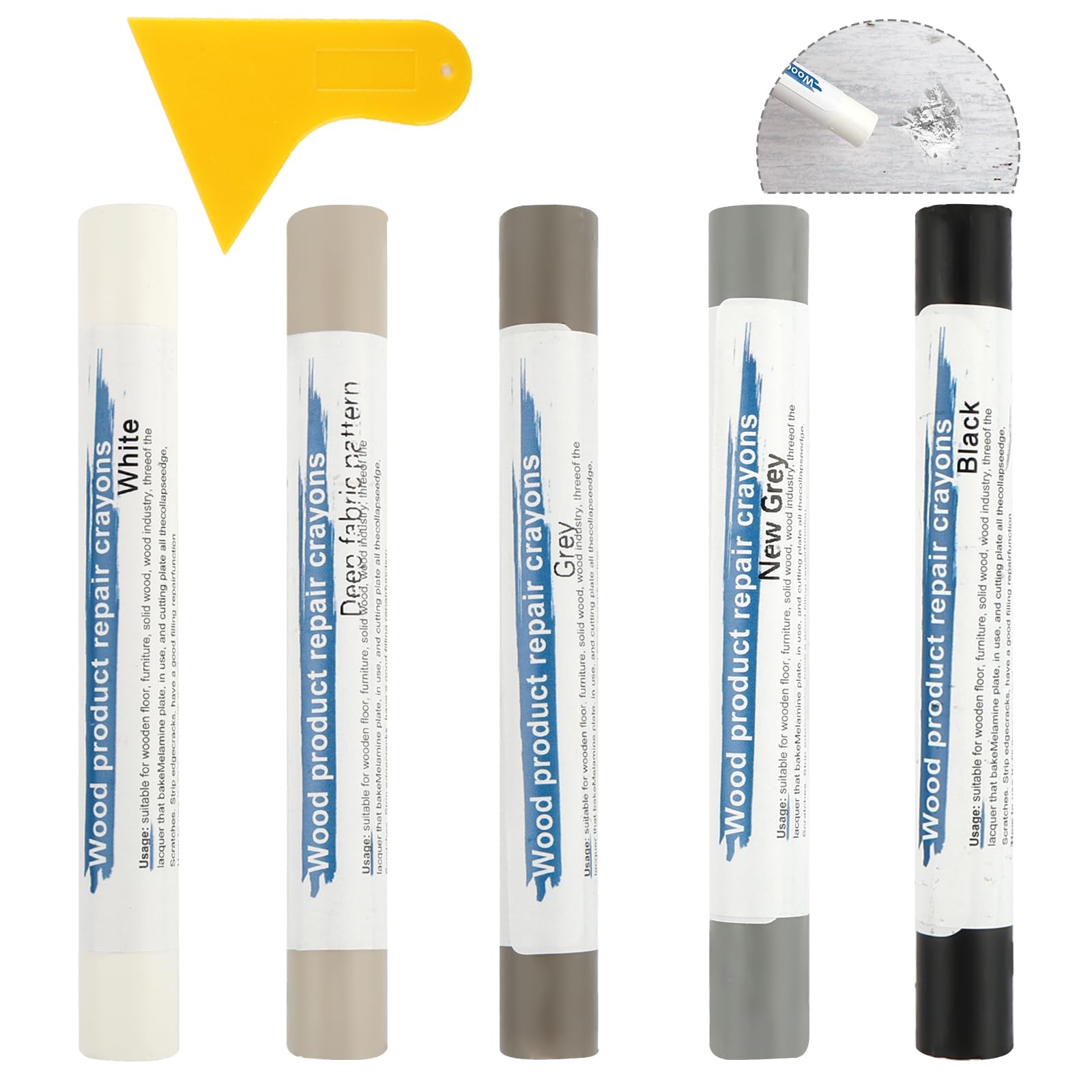 Laminat Reparaturset 6 Pcs, Holzkitt Braune Holzreparatur Set, Hartwachs Reparaturset, Parkett Reparaturset, Heißer Holzreparaturstift zur Behebung von Schäden und Kratzern auf Holzfußböden